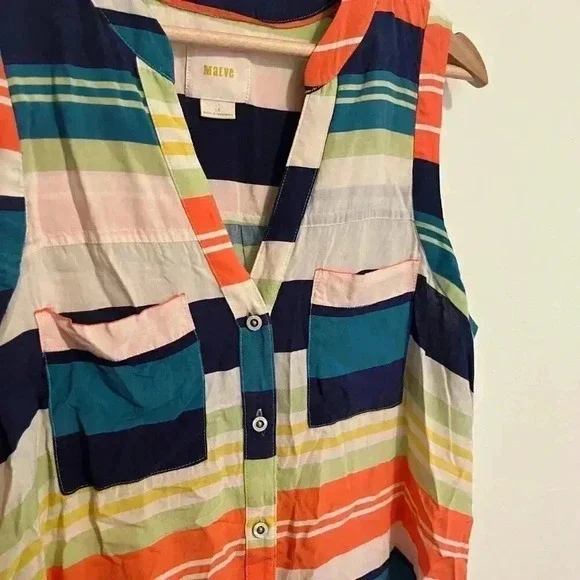 Maeve Sleeveless Colored Stripe Blouse - Picture 4 of 9